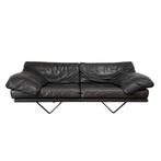Zwart leren bank Durlet design sofa jaren 80, Huis en Inrichting, Banken | Bankstellen, Ophalen, Gebruikt, Vintage midcentury modern design jaren 80 80s