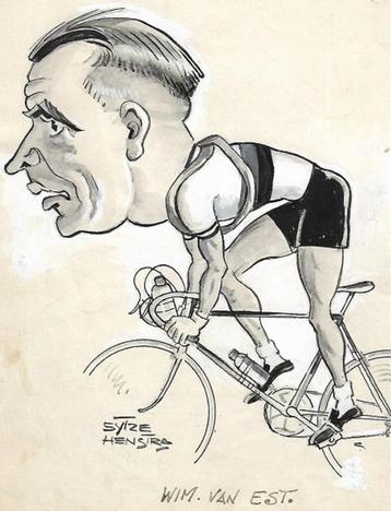 Originele Sytze Henstra wielersport karikaturen / tekeningen beschikbaar voor biedingen