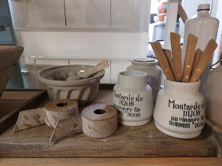 Oude brocante Franse mosterdpotjes grespot, Antiek en Kunst, Antiek | Keramiek en Aardewerk, Ophalen of Verzenden