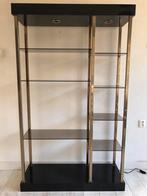 Vintage Hollywood Regency vitrinekast, Belgo Chrom jaren 70, Huis en Inrichting, Ophalen, Gebruikt, 100 tot 150 cm, 200 cm of meer