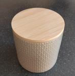 NIEUW! beige stenen pot met houten deksel, Ophalen, Nieuw, Beige, Overige typen