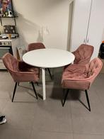Eettafel met 4 stoelen, Huis en Inrichting, Tafels | Eettafels, Kunststof, 100 tot 150 cm, Rond, Ophalen of Verzenden