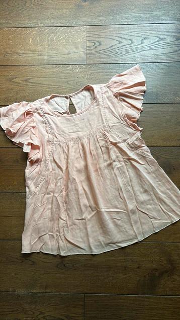 Vintage top short pof kap mouwen poeder roze maat S beschikbaar voor biedingen