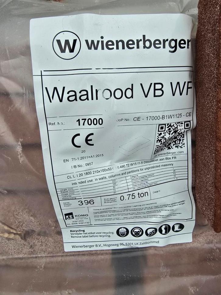 Waaltrood Gevelstenen VB WF - Nieuw, Doe-het-zelf en Verbouw, Metselstenen, Nieuw, Bakstenen, Ophalen