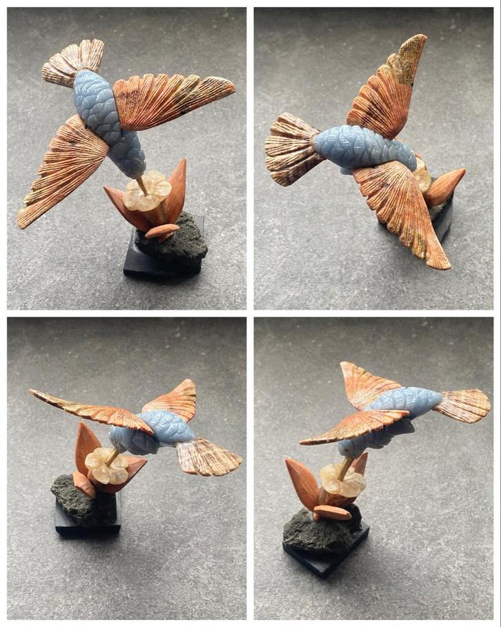 Kolibrie Beeldje van Steen - Handgesneden, Verzamelen, Beelden en Beeldjes, Nieuw, Dier, Ophalen of Verzenden