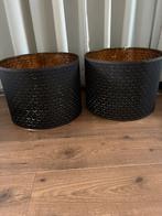 2 IKEA lampenkappen zwart met goud, Ophalen, Gebruikt, 25 tot 50 cm, Zwart