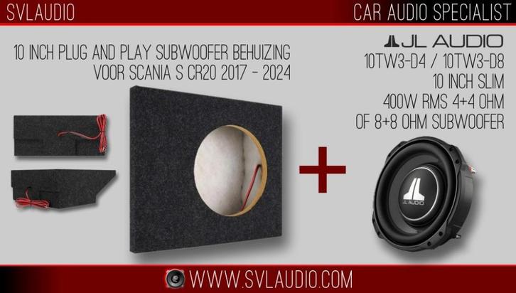 JL AUDIO 10TW3 Subwoofer+kist Plug n Play voor Scania S CR20, Auto diversen, Autospeakers, Nieuw, Verzenden