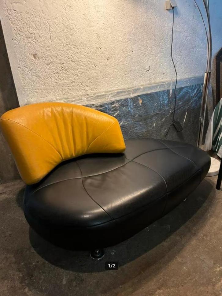 Leolux Fauteuil Kiko, Huis en Inrichting, Fauteuils, Gebruikt, Leer, Metaal, 50 tot 75 cm, 150 cm of meer, Ophalen