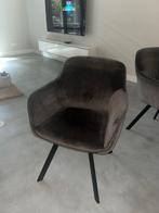 6 Taupe Velvet Eetkamerstoelen met Stalen Poot, Ophalen, Zo goed als nieuw, Metaal, Grijs