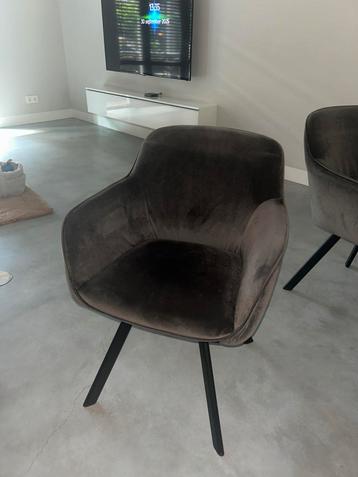 6 Taupe Velvet Eetkamerstoelen met Stalen Poot beschikbaar voor biedingen