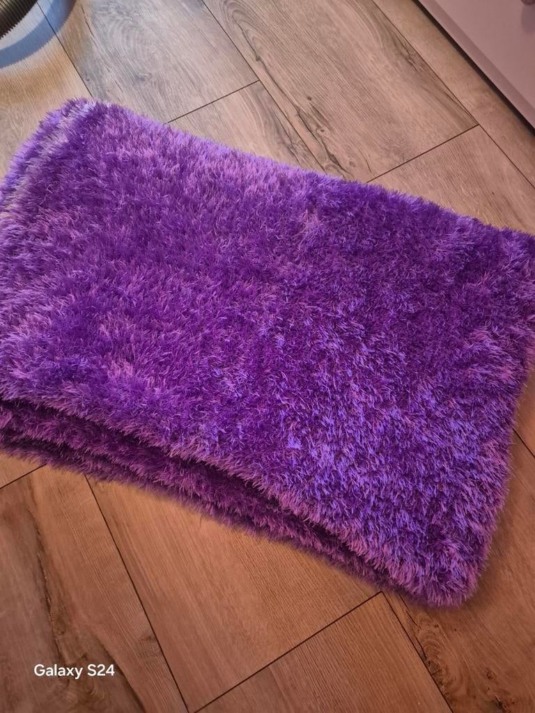 Paarse Gebreide Plaid Deken, Ophalen, Zo goed als nieuw, 150 tot 200 cm, Modern