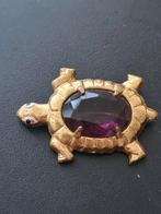 C-lasp schilpad broche met facetgeslepen steen / glas, Overige materialen, 4 tot 7 cm, Ophalen of Verzenden, Zo goed als nieuw