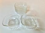 Set van 6 vintage Duralex glazen schaaltjes, Schaal, Vierkant, Ophalen of Verzenden, Glas