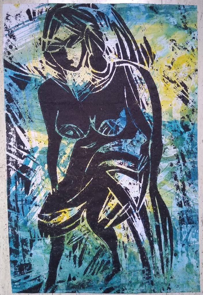 Mix-Media Outsider Art Gesigneerd Lothar Mayring Naakt 10, Antiek en Kunst, Kunst | Schilderijen | Modern, Verzenden