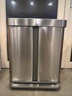 SIMPLEHUMAN RVS PEDAALEMMER MET TWEE COMPARTIMENT 58 LITER, Met pedaal, 50 tot 75 cm, 40 liter of meer, Ophalen of Verzenden