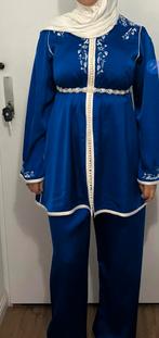 Prachtige blauwe caftan/jabador set, Kleding | Dames, Maat 38/40 (M), Blauw, Ophalen of Verzenden, Zo goed als nieuw