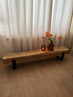 TV meubel puur eikenhout salontafel sidetable bankje stalen, Ophalen, 150 tot 200 cm, Eikenhout, Zo goed als nieuw