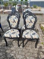 Set 4 zwarte barok stoelen opnieuw gestoffeerd, Ophalen of Verzenden