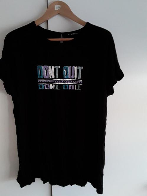 MS Mode Zwart Lang T-shirt Met Opdruk Maat XL, Kleding | Dames, Grote Maten, Zo goed als nieuw, Shirt of Top, Zwart, Verzenden