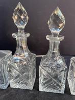 antiek 4 delig set  kristal olie en azijn, mosterd en zout, Antiek en Kunst, Antiek | Glas en Kristal, Ophalen of Verzenden