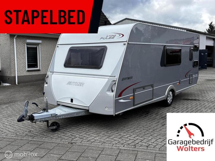 Hymer 525 living pulse stapelbed vastbed rondzit voortent, Caravans en Kamperen, Caravans, Bedrijf, tot en met 6, 1250 - 1500 kg