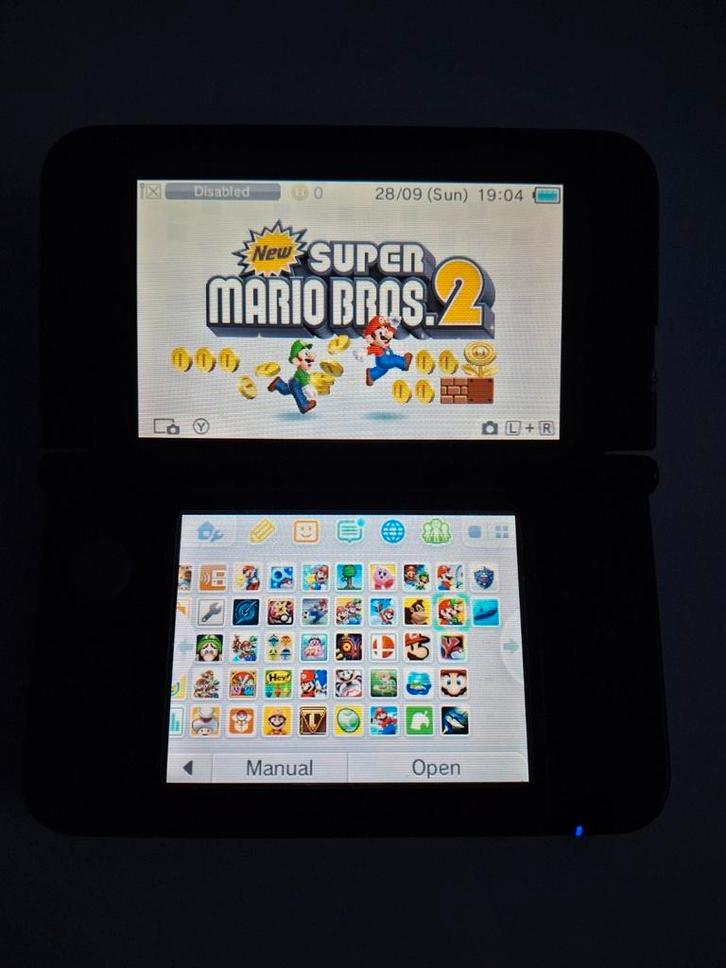 Nintendo 3ds xl + 39 Spellen, Spelcomputers en Games, Spelcomputers | Nintendo 2DS en 3DS, Zo goed als nieuw, 3DS, Blauw, Met games