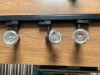 Spanningrail met 3 spots, Ophalen, Strak, Gebruikt, Metaal of Aluminium