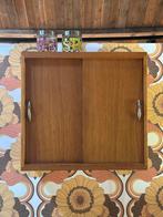 Vintage hangkastje - hout - schuifkastje, Ophalen, Minder dan 50 cm, Gebruikt, Teakhout