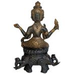 Bronzen beeld van een driekoppige Indiase godheid, Ophalen of Verzenden, Gebruikt