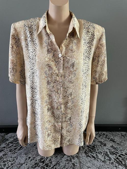ZGAN Blouse, beige/bruin/zwart, maat 44, Kleding | Dames, Blouses en Tunieken, Zo goed als nieuw, Maat 42/44 (L), Beige, Ophalen of Verzenden