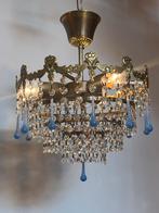 Vintage teardrop Murano opaline hanglamp kroonluchter blauw, Ophalen of Verzenden, Zo goed als nieuw