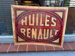 Vintage Huiles Renault Reclamebord, Verzamelen, Merken en Reclamevoorwerpen, Ophalen, Reclamebord, Gebruikt, .