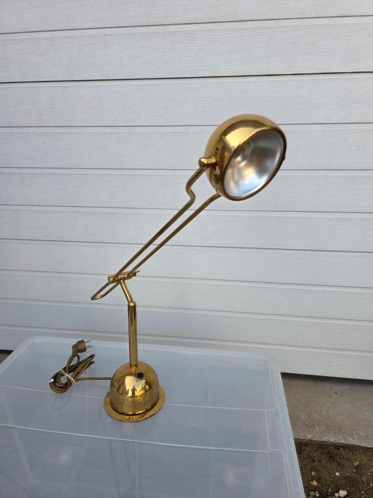 Statige messing bureaulamp door Wortmann en Filz vintage '60, Huis en Inrichting, Lampen | Tafellampen, Gebruikt, 50 tot 75 cm