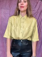 Vintage blouse, maat 42/XL - groen - glimmend - 90's, Ophalen of Verzenden, Gedragen, Groen, Delmod