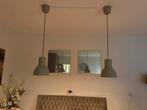Twee beige hanglampen, Ophalen, Gebruikt, Metaal, Minder dan 50 cm