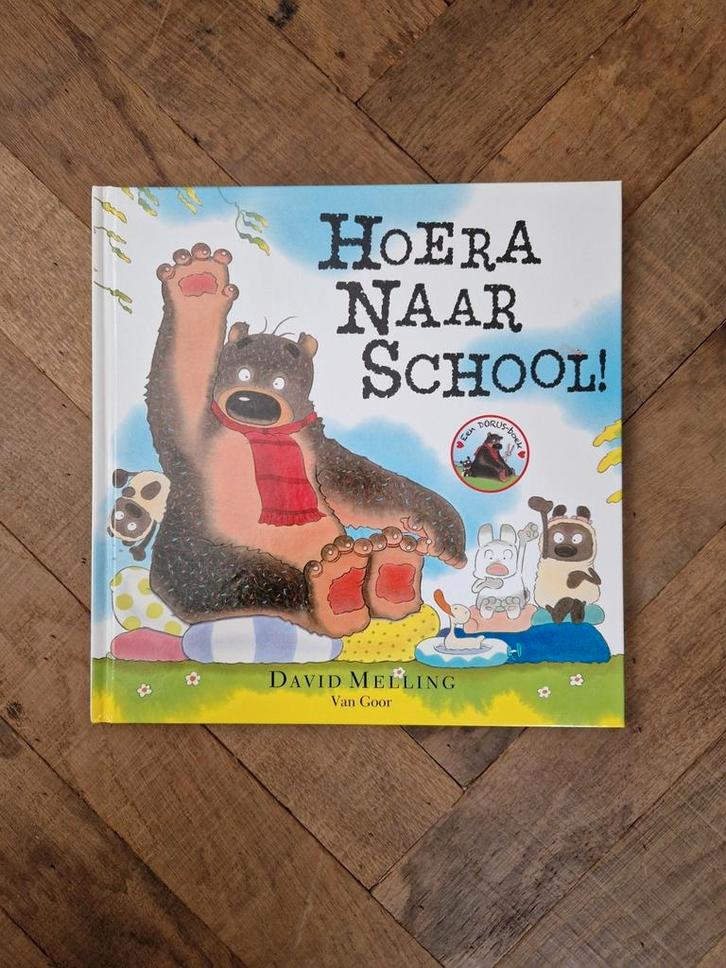 David Melling - Hoera naar school! Zgan alleen naam erin, Boeken, Prentenboeken en Plaatjesalbums, Zo goed als nieuw, Verzenden