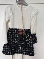 Wit zwart tweed jurkje met tasje maat 98 Draakjes & Boefjes, Ophalen of Verzenden, Nieuw, Meisje, Jurk of Rok