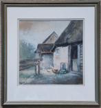 Bernardus Johannes Boeziek (1877-1954)- Boerenerf met kippen, Ophalen of Verzenden