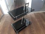 Serveerwagen op wielen, Huis en Inrichting, Tafels | Bijzettafels, Rechthoekig, Ophalen, 45 tot 60 cm, Glas