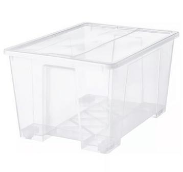 SAMLA Bak met deksel, transparant, 79x57x43 cm/130 l beschikbaar voor biedingen