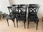 Houten café stoelen zwart (6 beschikbaar), Huis en Inrichting, Stoelen, Vier, Zo goed als nieuw, Zwart, Ophalen