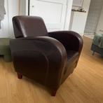 Fauteuil stoel bruin leer, Huis en Inrichting, Fauteuils, Ophalen, Gebruikt, 50 tot 75 cm, Leer