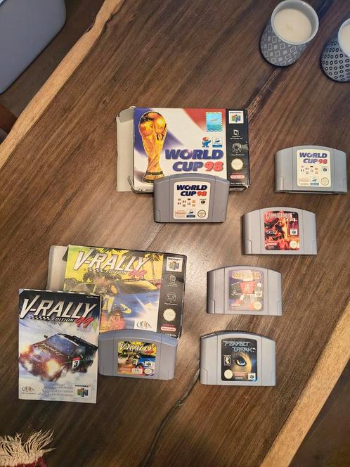 6x V-Rally, Worldcup 98, Carmageddon, Perfect Dark, Robotron, Spelcomputers en Games, Games | Nintendo 64, Gebruikt, Sport, Vanaf 3 jaar