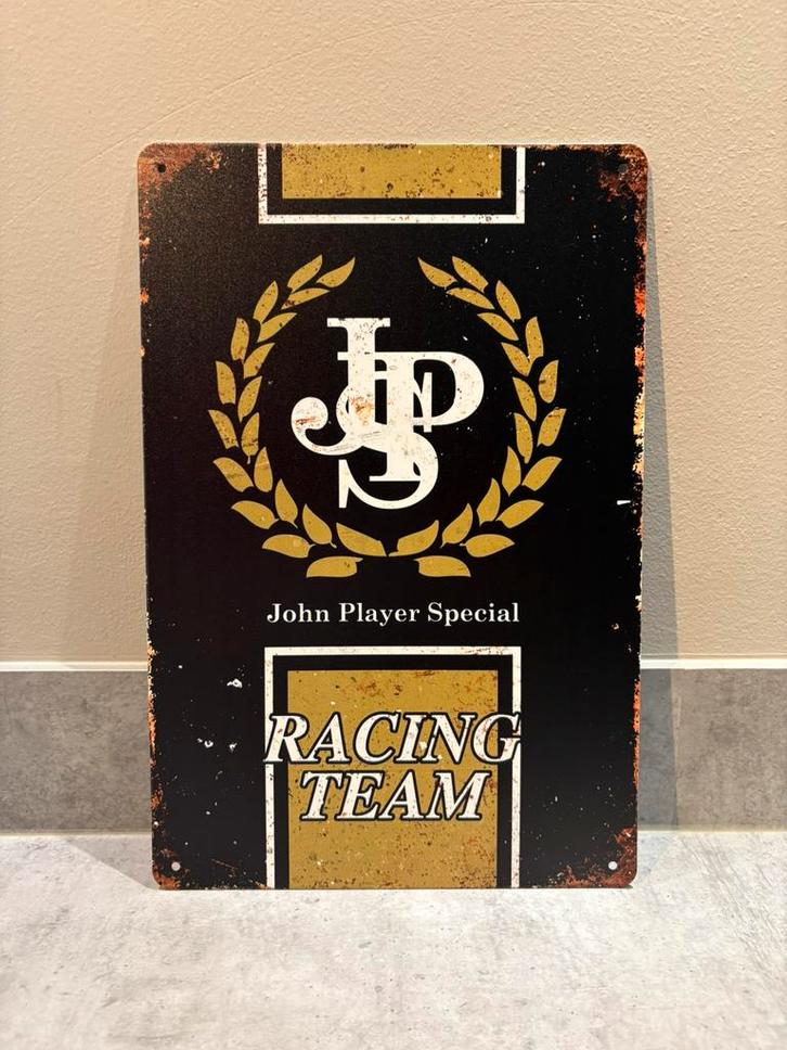 Mancave Bar Café Wanddecoratie metalen bordje JPS Racing, Verzamelen, Merken en Reclamevoorwerpen, Zo goed als nieuw, Reclamebord
