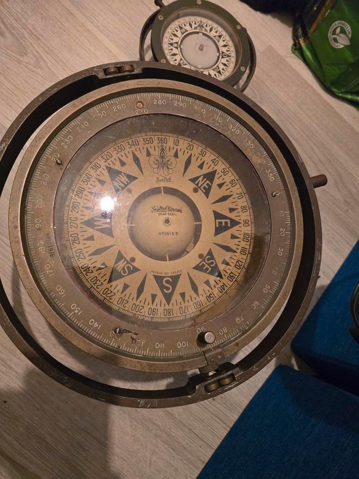 2 Antiek Koperen Scheepskompas Sestrel, Watersport en Boten, Navigatiemiddelen en Scheepselektronica, Gebruikt, Gps of Kompas