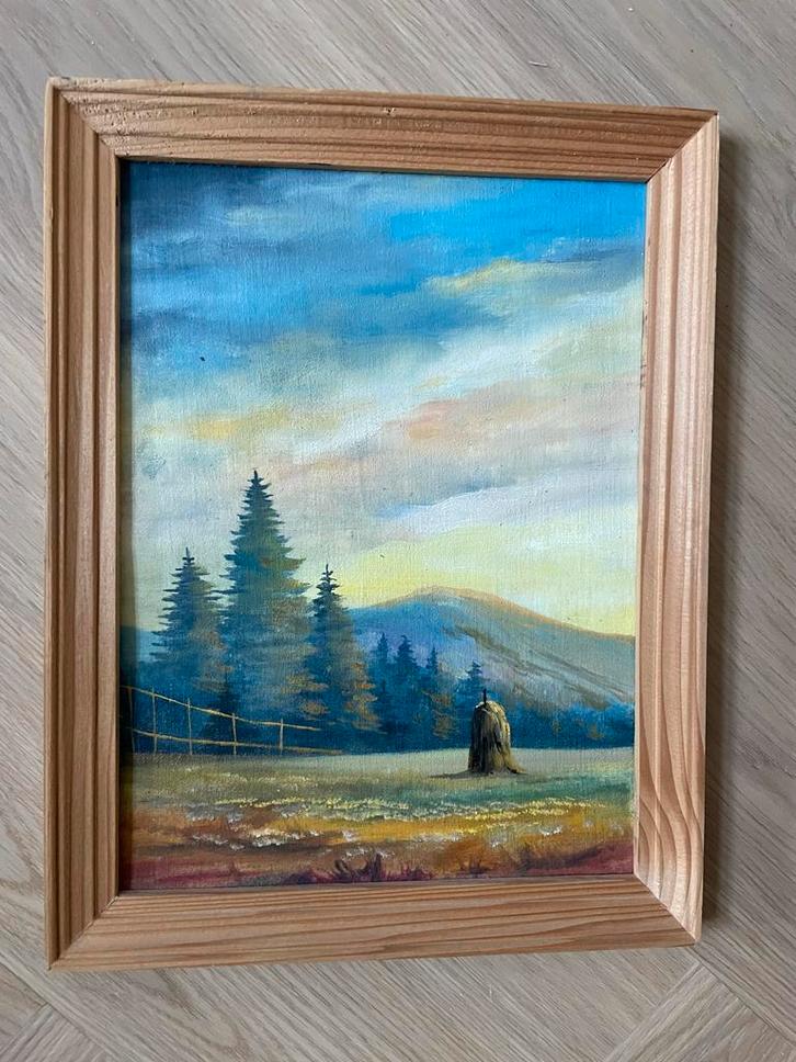 Klein olieverfschilderij - Landschap, Antiek en Kunst, Kunst | Schilderijen | Klassiek, Ophalen of Verzenden