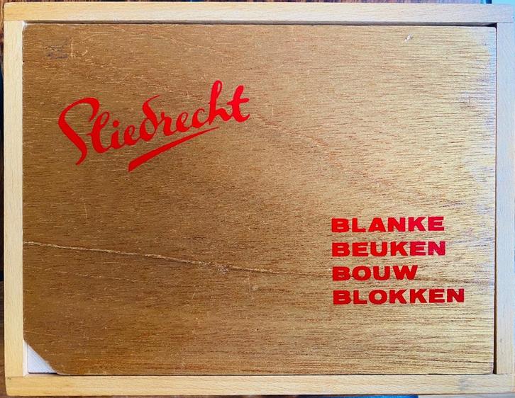 Sliedrecht blanke beuken bouw blokken in kist uit 1963, Kinderen en Baby's, Speelgoed | Bouwstenen, Gebruikt, Overige merken, Ophalen of Verzenden