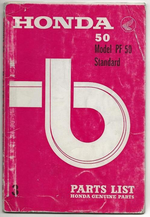 Honda PF50 parts list (1291z) bromfiets, Fietsen en Brommers, Handleidingen en Instructieboekjes, Zo goed als nieuw, Ophalen of Verzenden