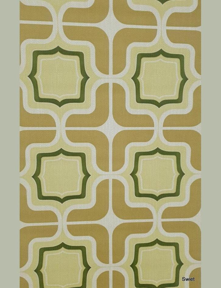 13212 origineel jaren 70 behang geometrisch swiet        , Huis en Inrichting, Stoffering | Behang, Beige, 75 m² of meer, Ophalen of Verzenden