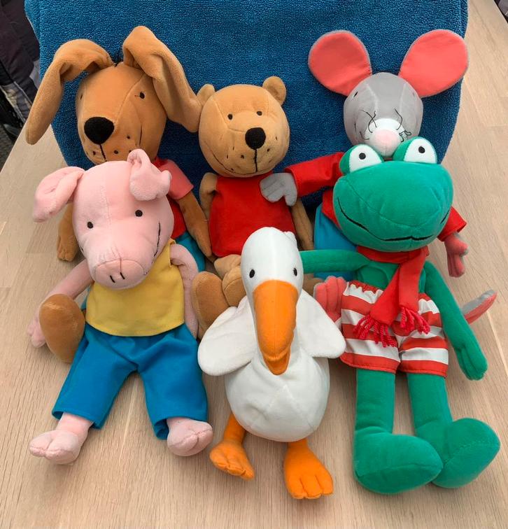 Complete set knuffels kikker en vriendjes. Max Velthuijs, Kinderen en Baby's, Speelgoed | Knuffels en Pluche, Zo goed als nieuw